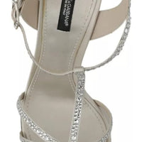 Dolce & Gabbana Silver Crystals Ankle Strap Sandals Shoes