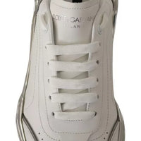 Dolce & Gabbana White Silver Leather Daymaster Sneakers Shoes