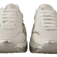 Dolce & Gabbana White Silver Leather Daymaster Sneakers Shoes