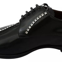 Dolce & Gabbana Black Leather Crystal Dress Formal Shoes