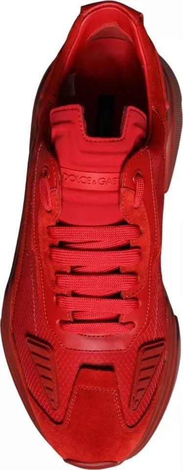 Dolce &amp; Gabbana Red Leather Daymaster Low Top Sneakers Shoes