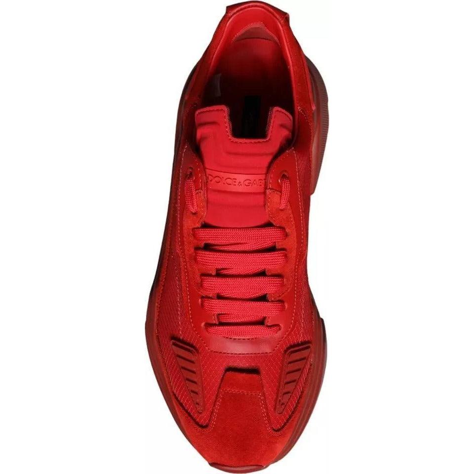 Dolce &amp; Gabbana Red Leather Daymaster Low Top Sneakers Shoes