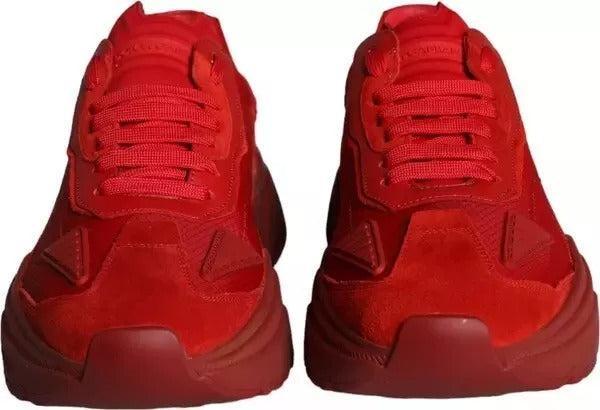 Dolce &amp; Gabbana Red Leather Daymaster Low Top Sneakers Shoes