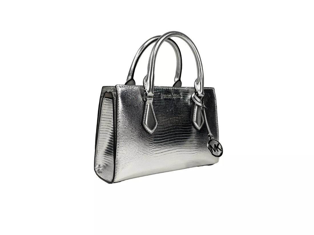 Michael Kors Sheila Small Crossbody Satchel Purse Bag Silver