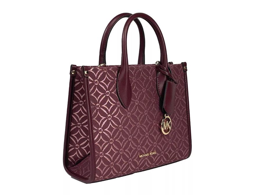 Michael Kors Mirella Small Top Zip Crossbody Tote Bag Oxblood