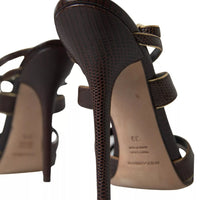 Dolce & Gabbana Brown Ankle Strap Stiletto Heels Sandals Shoes