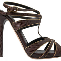 Dolce & Gabbana Brown Ankle Strap Stiletto Heels Sandals Shoes