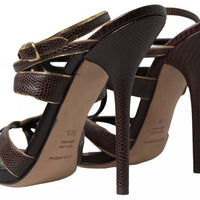 Dolce & Gabbana Brown Ankle Strap Stiletto Heels Sandals Shoes