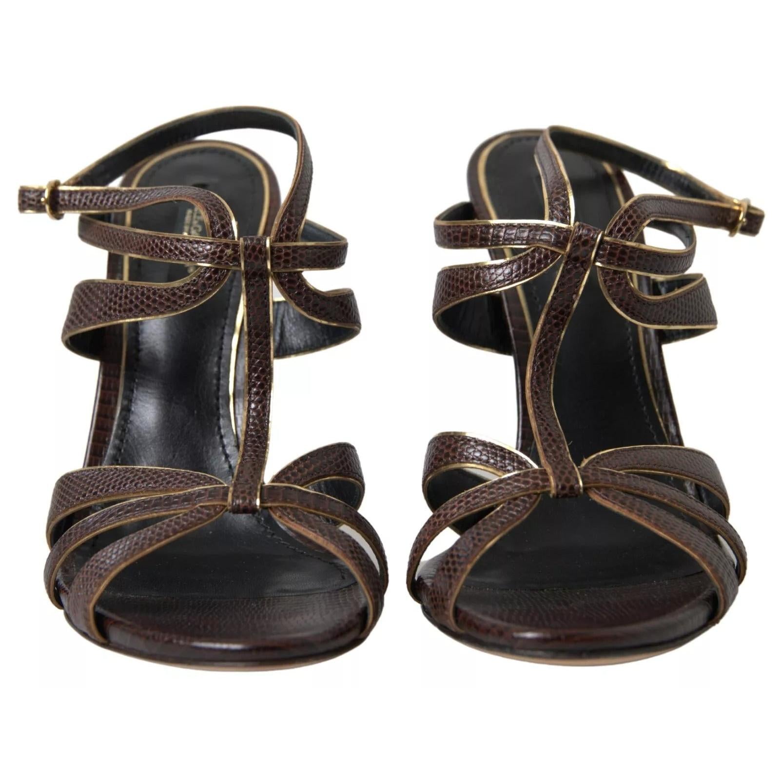 Dolce &amp; Gabbana Brown Ankle Strap Stiletto Heels Sandals Shoes