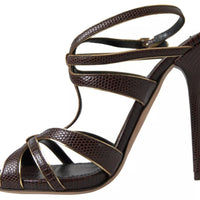 Dolce & Gabbana Brown Ankle Strap Stiletto Heels Sandals Shoes