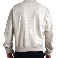 Dolce & Gabbana Off White LeatherPerforated Full Zip Jacket