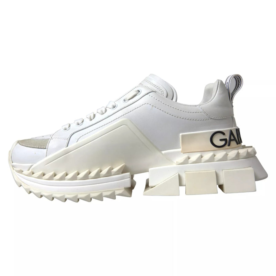 Dolce & Gabbana White Leather Super Queen Women Sneakers