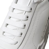 Dolce & Gabbana White Silver Daymaster Leather Sneakers Shoes