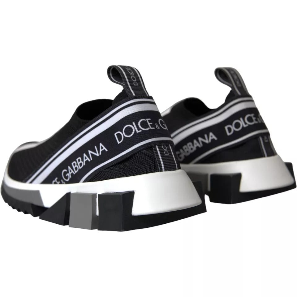 Dolce & Gabbana Black White Slip On Sorrento Sneakers Shoes