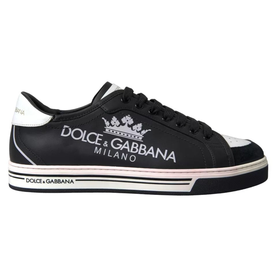 Dolce & Gabbana Black Leather Crown Milano Sneakers Shoes