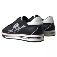 Dolce & Gabbana Black Leather Crown Milano Sneakers Shoes