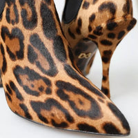 Dolce & Gabbana Brown Leopard Leather Stretch Heels Boots Shoes