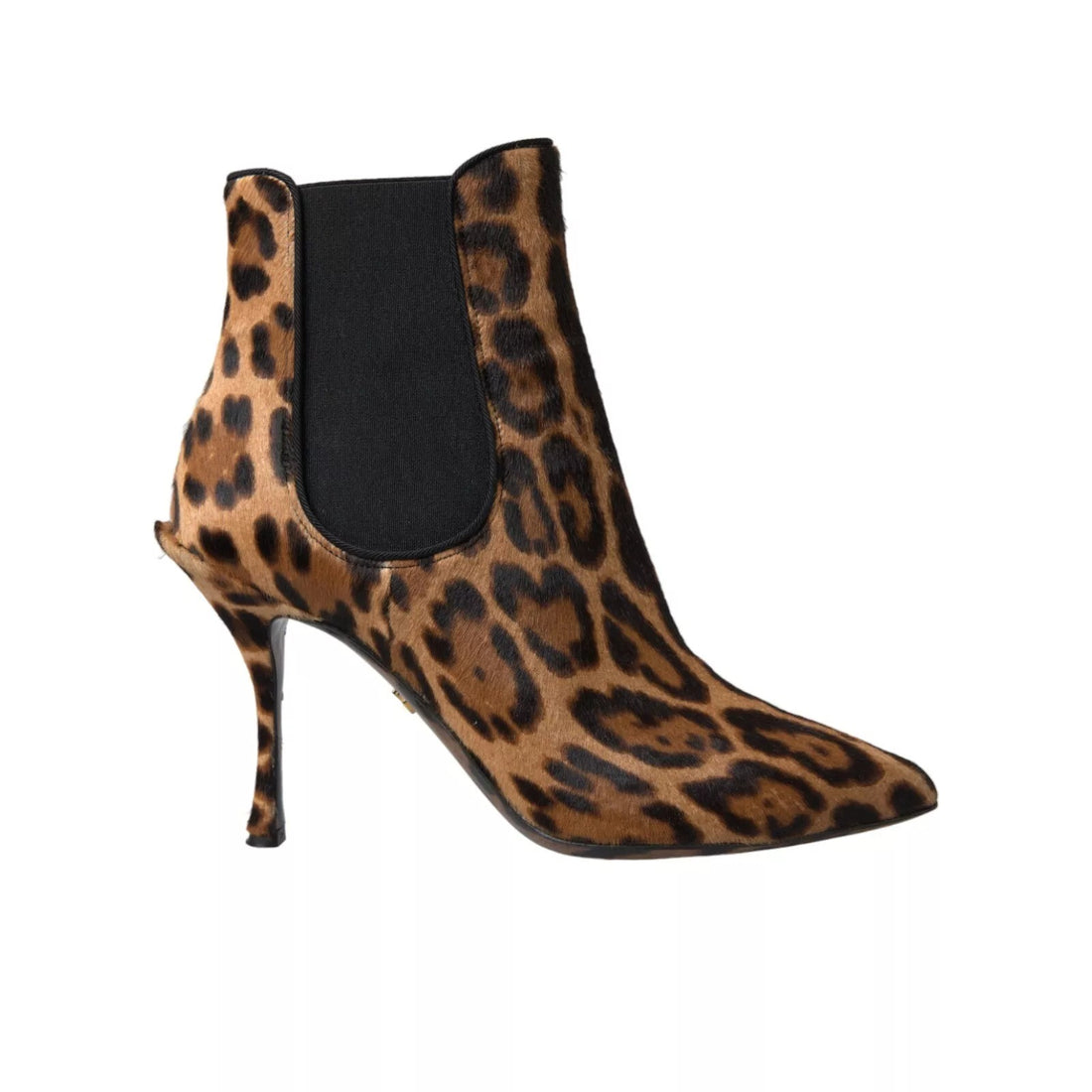 Dolce & Gabbana Brown Leopard Leather Stretch Heels Boots Shoes