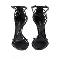 Dolce & Gabbana Black Keira Leather Heels Sandals Shoes