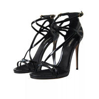 Dolce & Gabbana Black Keira Leather Heels Sandals Shoes