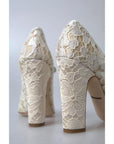 Dolce & Gabbana White Lace Crystals Heels Sandals Shoes