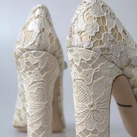 Dolce & Gabbana White Lace Crystals Heels Sandals Shoes