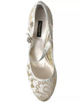 Dolce & Gabbana White Lace Crystals Heels Sandals Shoes