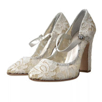 Dolce & Gabbana White Lace Crystals Heels Sandals Shoes