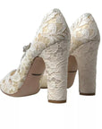 Dolce & Gabbana White Lace Crystals Heels Sandals Shoes