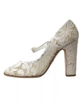 Dolce & Gabbana White Lace Crystals Heels Sandals Shoes