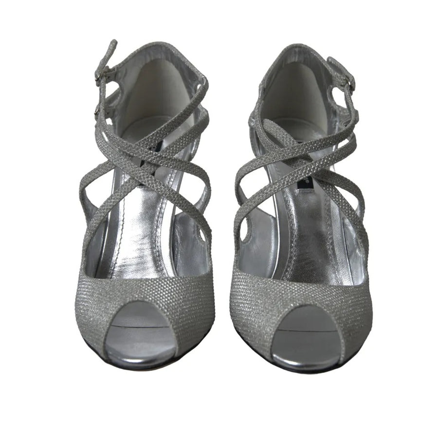 Dolce & Gabbana Silver Shimmers Sandals Heel Pumps Shoes