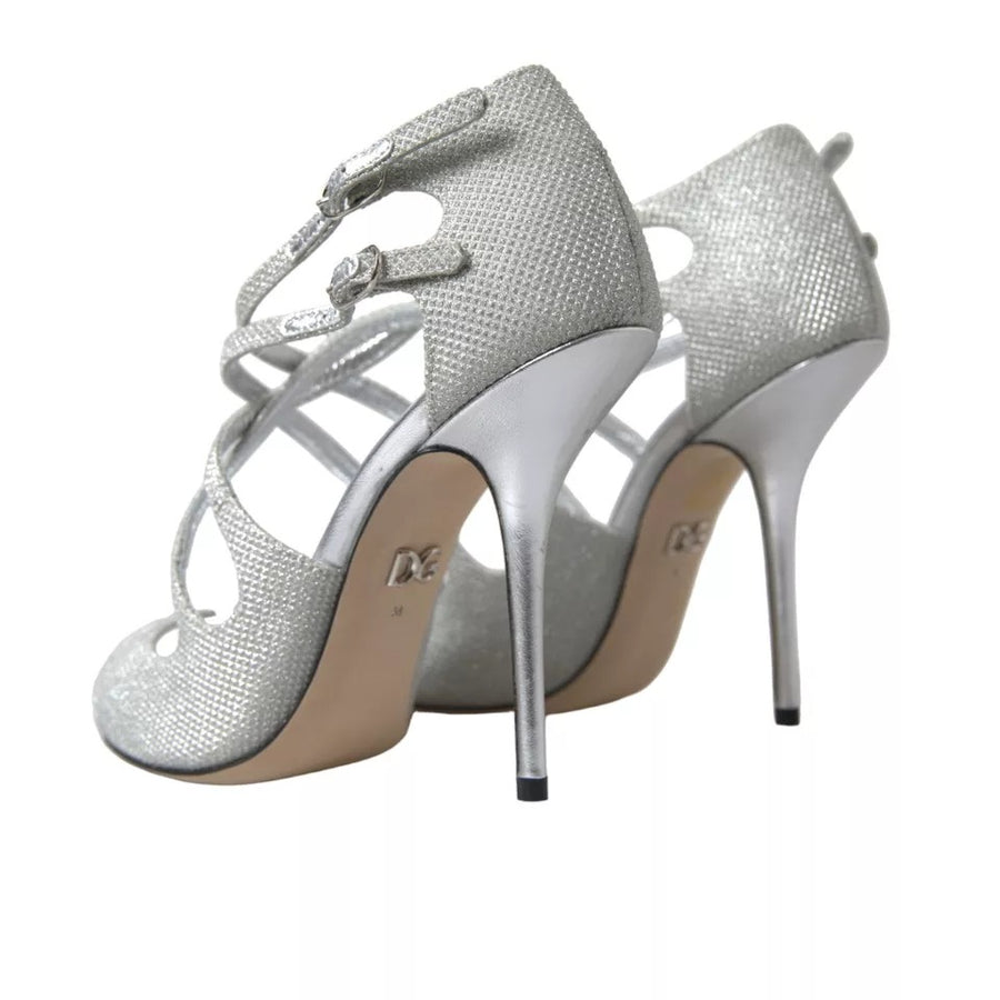 Dolce & Gabbana Silver Shimmers Sandals Heel Pumps Shoes