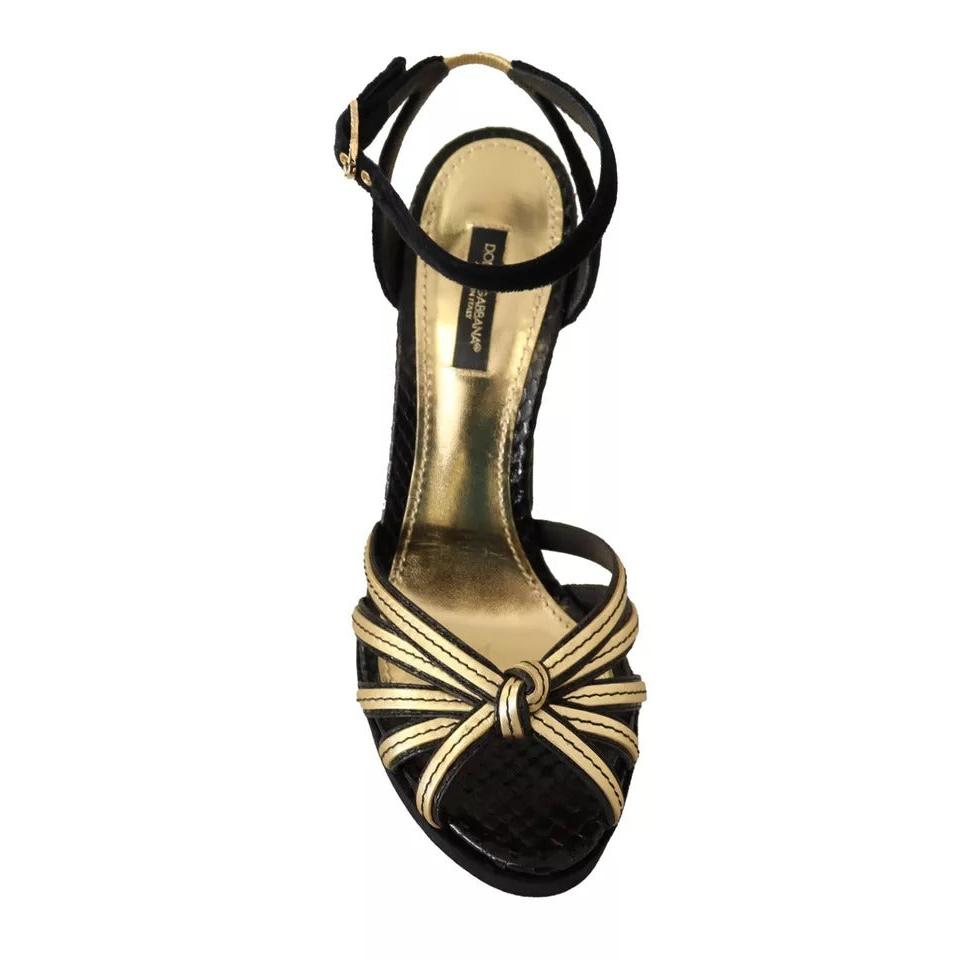 Dolce &amp; Gabbana Black Gold Bianca Faux Pearl Sandals