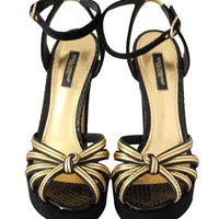 Dolce & Gabbana Black Gold Bianca Faux Pearl Sandals