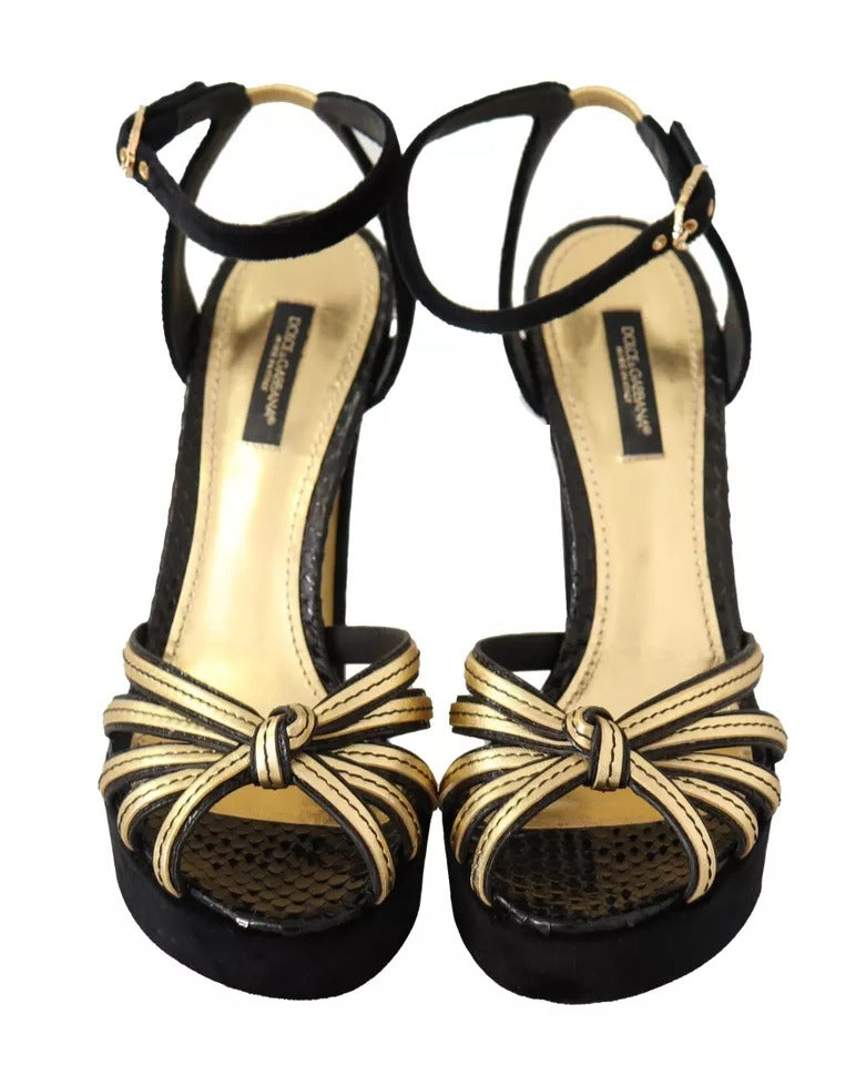 Dolce & Gabbana Black Gold Bianca Faux Pearl Sandals