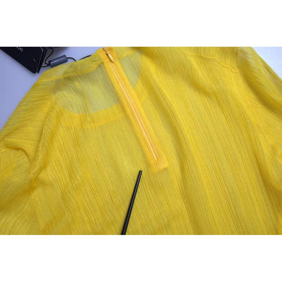 Dolce &amp; Gabbana Yellow Sheer Polyester Long Sleeves Blouse