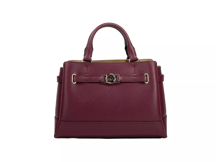 Michael Kors Reed Small Leather Belted Satchel Crossbody Bag Oxblood