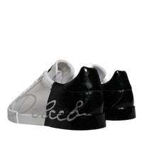 Dolce & Gabbana White Black Logo Portofino Sneaker Shoes