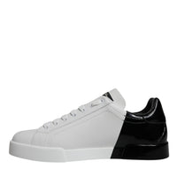 Dolce & Gabbana White Black Logo Portofino Sneaker Shoes