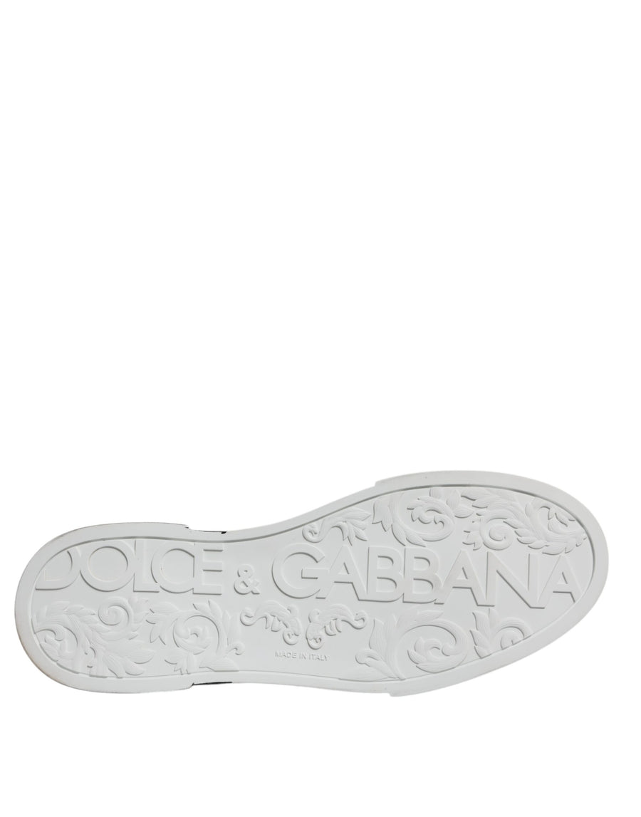 Dolce & Gabbana White Black Logo Portofino Sneaker Shoes