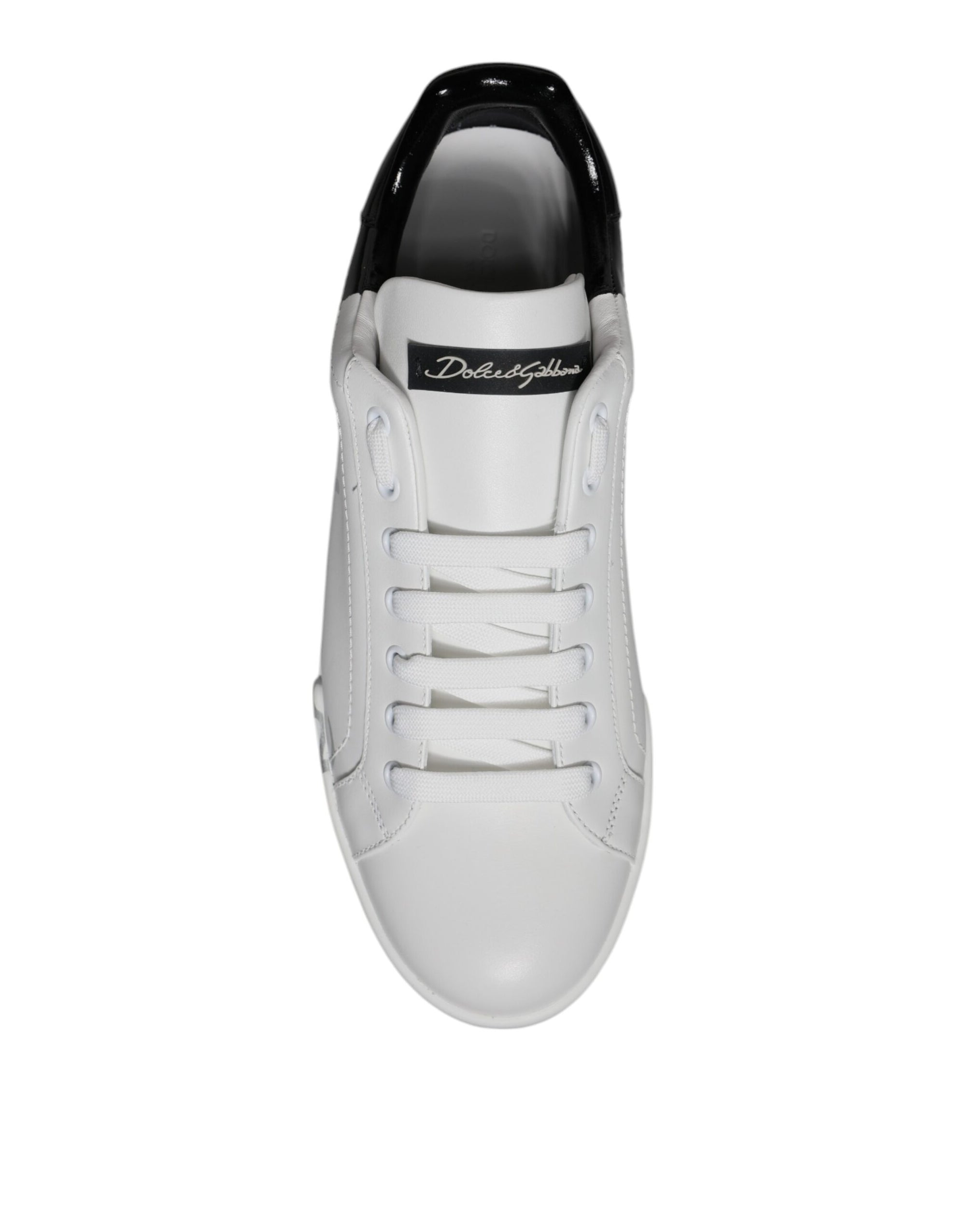 Dolce &amp; Gabbana White Black Logo Portofino Sneaker Shoes