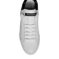 Dolce & Gabbana White Black Logo Portofino Sneaker Shoes