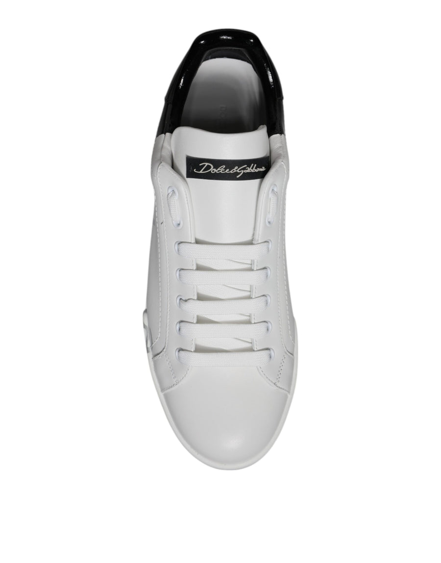 Dolce & Gabbana White Black Logo Portofino Sneaker Shoes