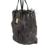 Dolce & Gabbana Black Oversize Faux Fur Shopping Tote Bag