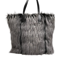 Dolce & Gabbana Black Oversize Faux Fur Shopping Tote Bag