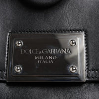 Dolce & Gabbana Black Calfskin Leather SICILY Logo Plaque Top Handle Bag