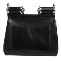 Dolce & Gabbana Black Calfskin Leather SICILY Logo Plaque Top Handle Bag