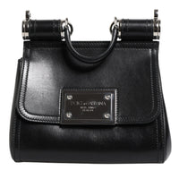 Dolce & Gabbana Black Calfskin Leather SICILY Logo Plaque Top Handle Bag