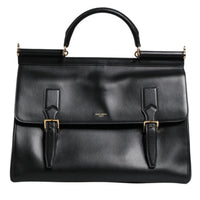 Dolce & Gabbana Black Calfskin Monreale Travel Heat-Stamped Logo Bag