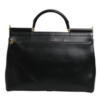 Dolce & Gabbana Black Calfskin Monreale Travel Heat-Stamped Logo Bag